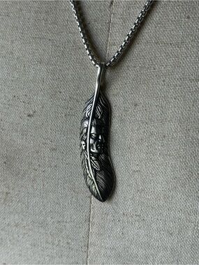 Sterling Silver Feather Pendant Necklace